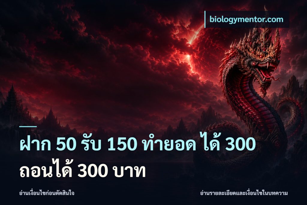 ฝาก 50 รับ 150 ทํายอด ได้ 300 ถอนได้ 300 บาท