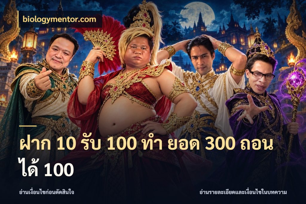 ฝาก 10 รับ 100 ทํา ยอด 300 ถอนได้ 100 สีสันของโปรฝากและยอดรับ ในมุม biologymentor.com