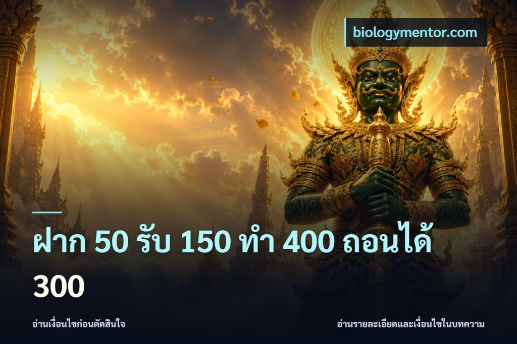 ฝาก 50 รับ 150 ทํา 400 ถอนได้ 300