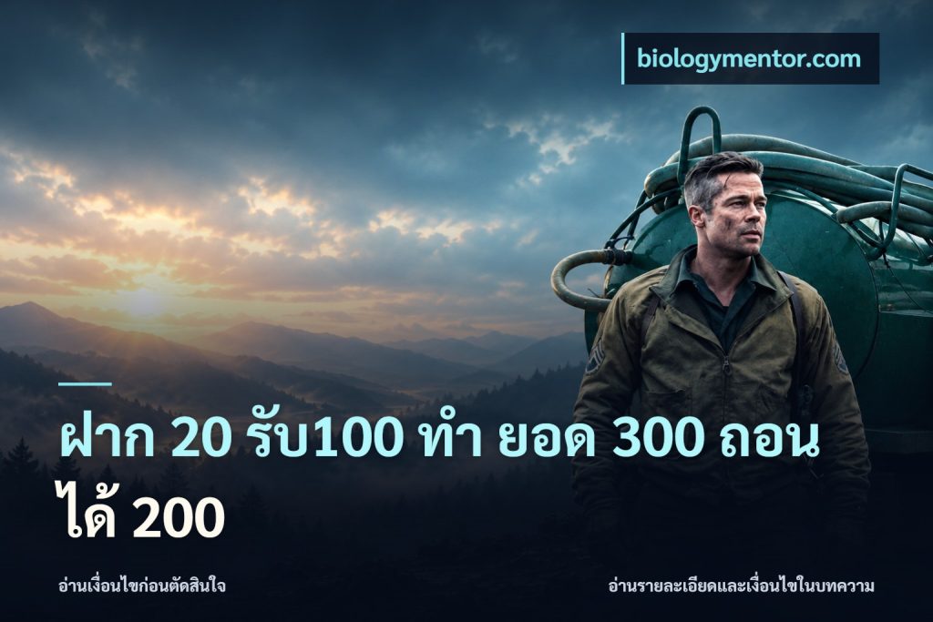 ฝาก 20 รับ100 ทํา ยอด 300 ถอนได้ 200