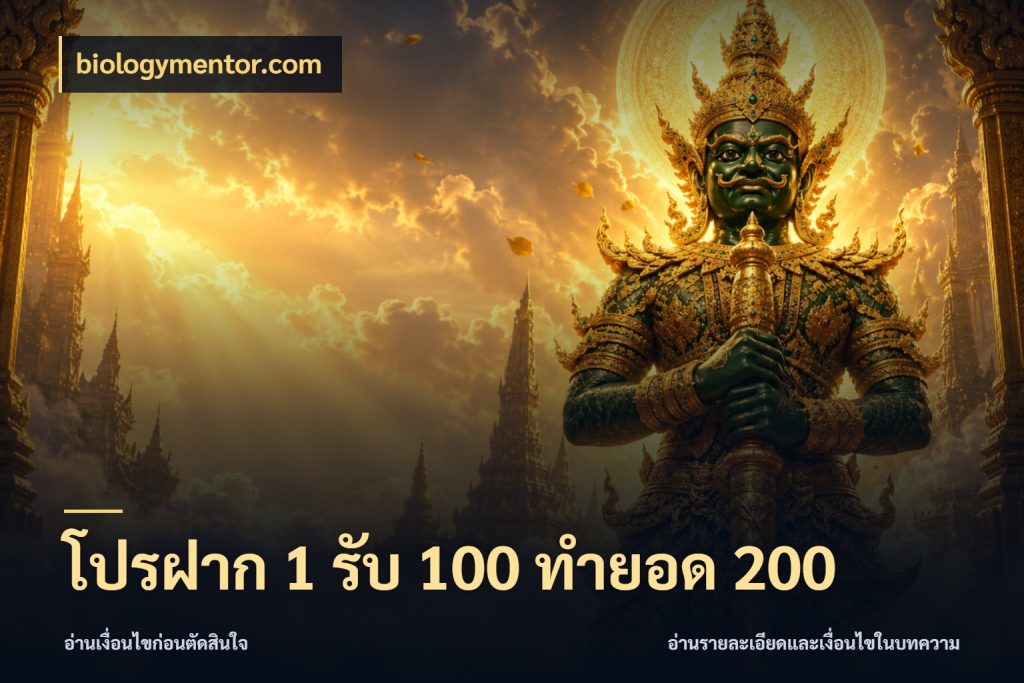 โปรฝาก 1 รับ 100 ทำยอด 200 biologymentor.com สีสันของโปรฝากและยอดรับ