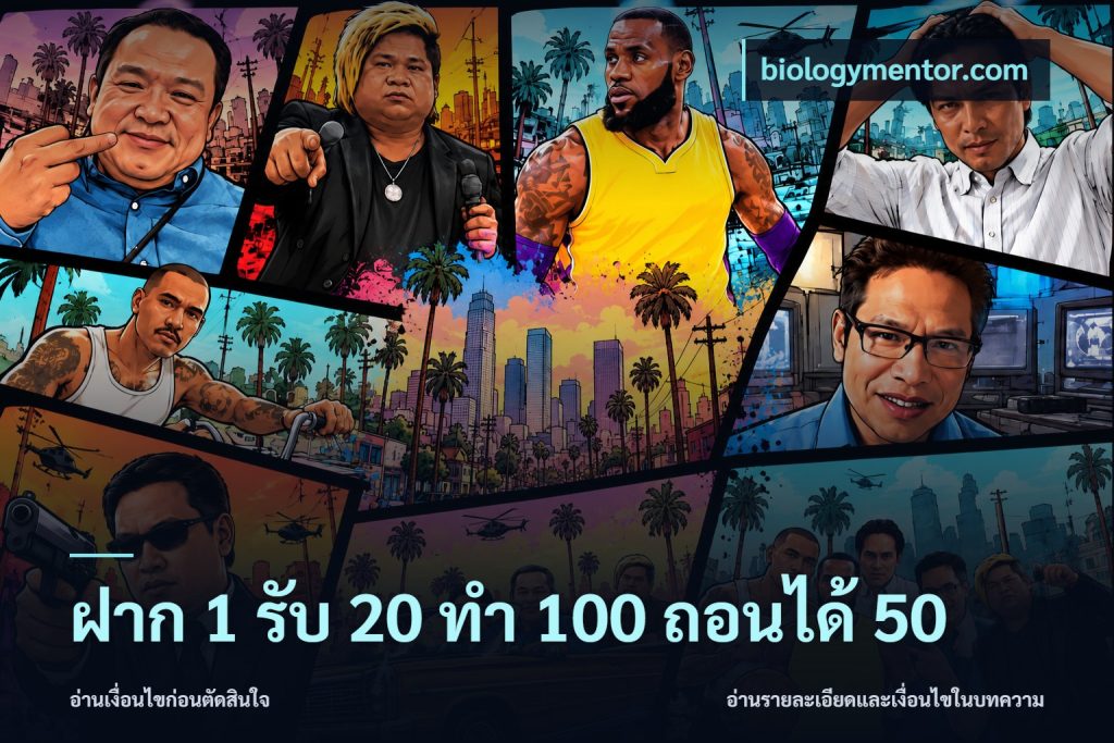 ฝาก 1 รับ 20 ทำ 100 ถอนได้ 50
