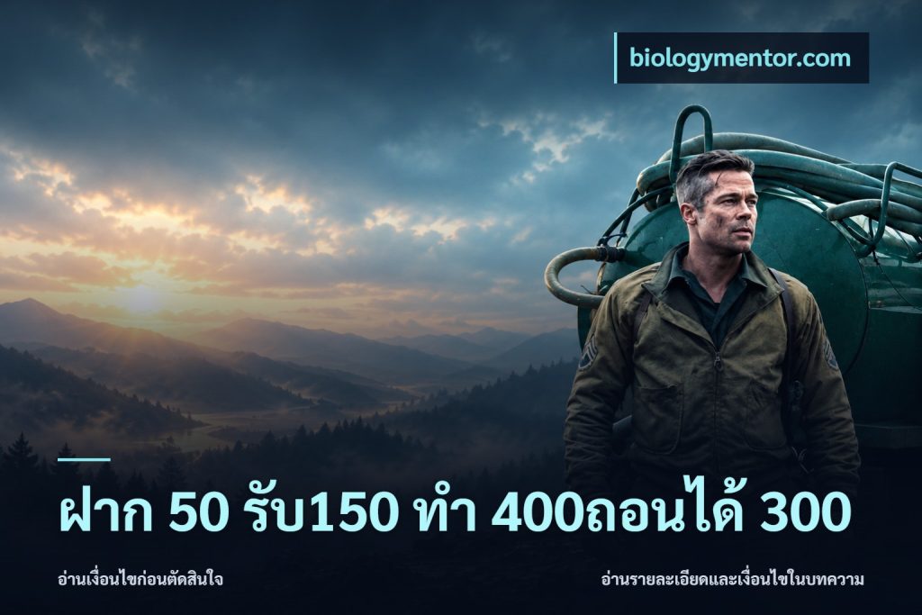 ฝาก 50 รับ150 ทํา 400ถอนได้ 300